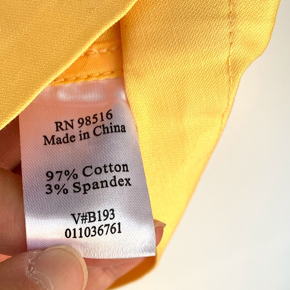 COLDWATER CREEK Petite Large Button Swing Jacket Mock Neck Cotton Stretch Yellow - Picture 5 of 7